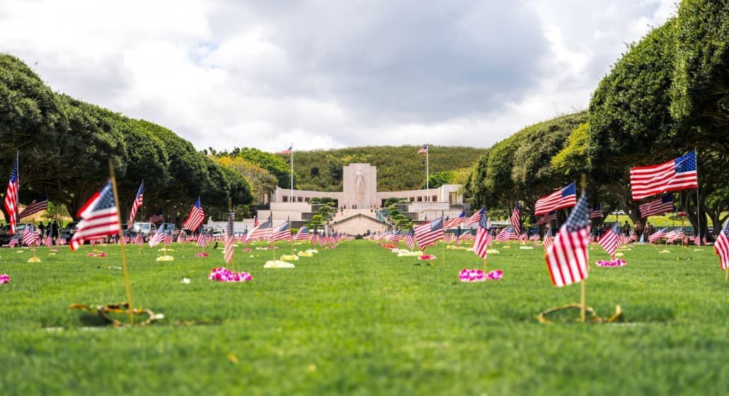 American Flags At Punchbowl