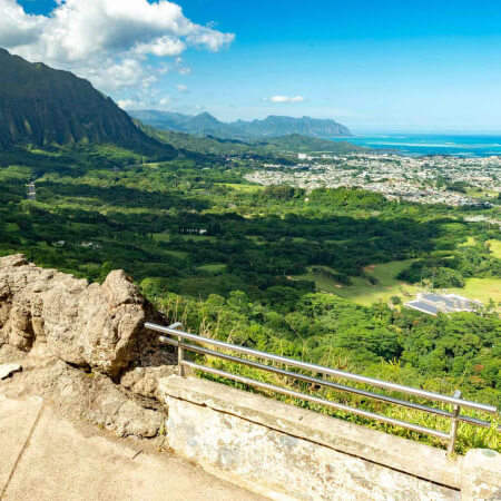 nuuanu pali lookout deck and view of koolau mt and kailua oahu product image