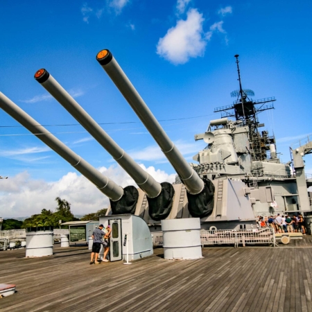 USS Missouri Battleship Guns Tower Rear