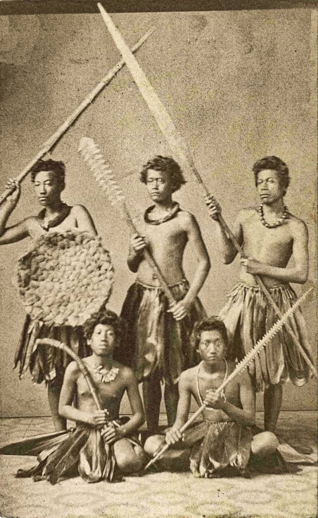 Group of Hawaiian Warriors Dressed in Native Costume, c. , carte de visite by Henry L. Chase