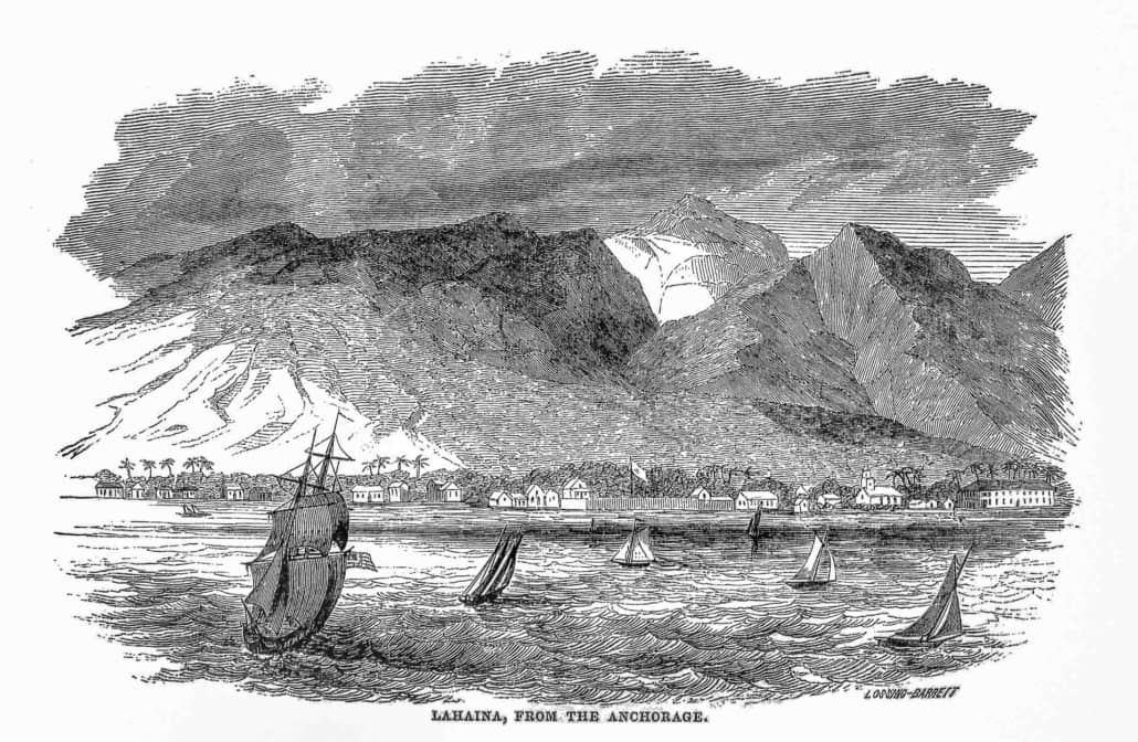 Lahaina from the Anchorage by Lossing Barritt