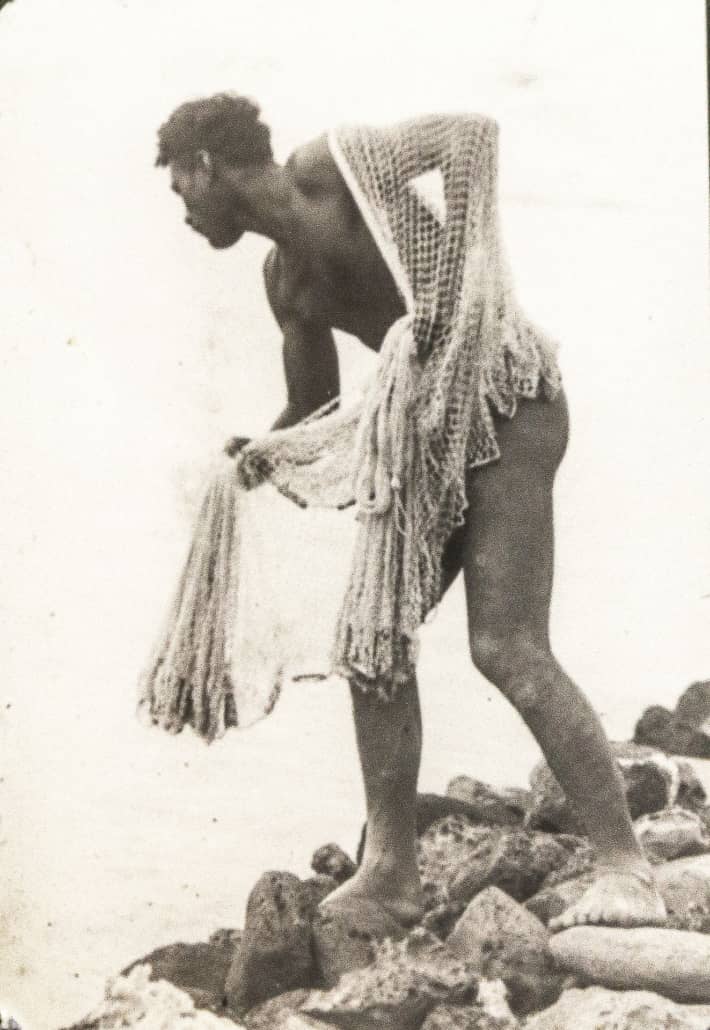 Native Hawaiian Fisherman with net