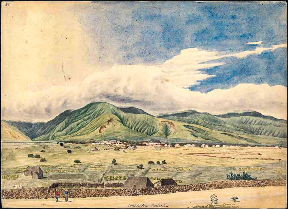 Wailuku Mission, East Maui, , watercolour by James Gay Sawkins