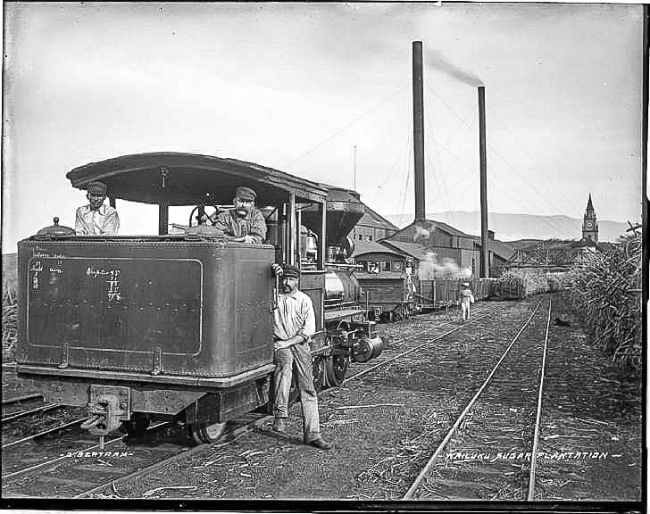 Wailuku Sugar Plantation and train workers(), photograph by Brother Bertramlate's