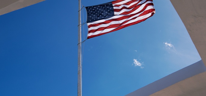 Flag Flying Above Arizona Memorial