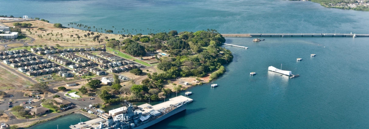 USS Missouri Arizona & Pearl Harbor From Above