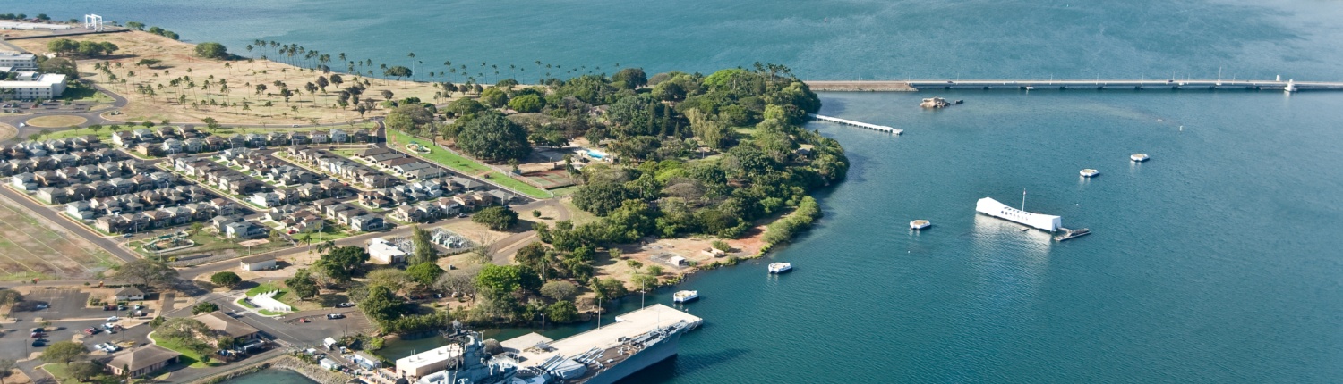 USS Missouri Arizona & Pearl Harbor From Above