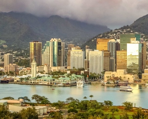 Honolulu Harbor and Aloha Tower