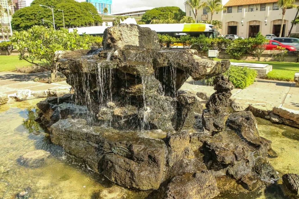 Kawaiahao Fountain and Pohaku (Stone) at Church