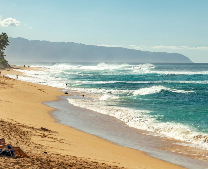 Sunset Beach View and Visitors North Shore Oahu