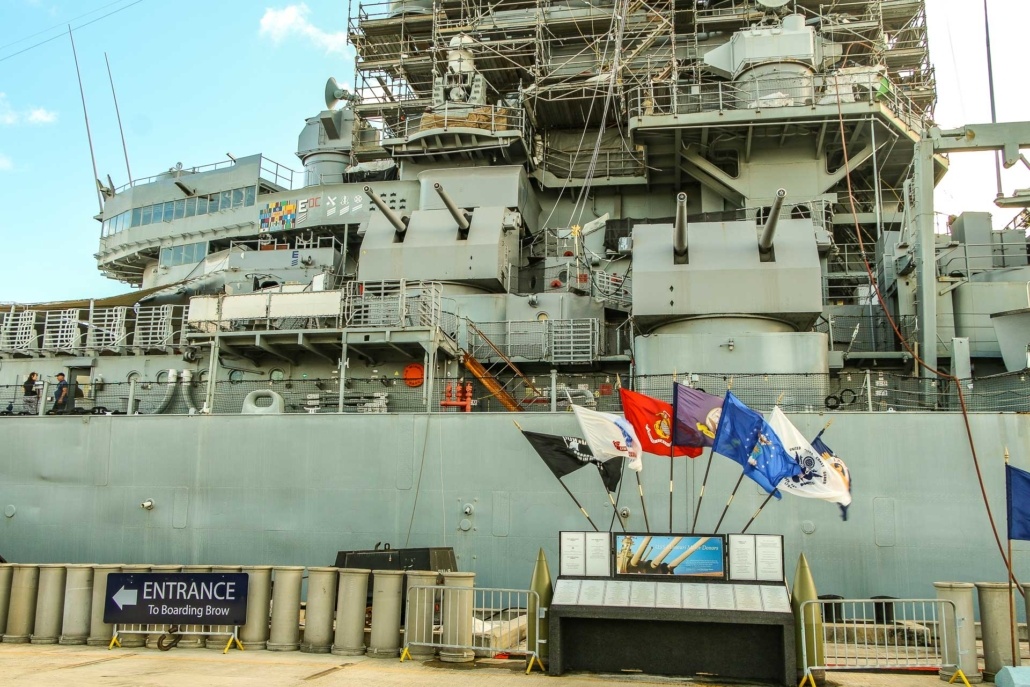 USS Missouri Dock Entrance and  inch Guns