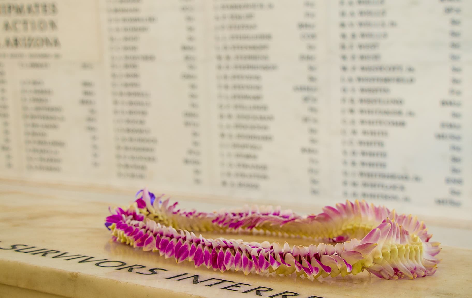 Arizona Memorial Marble Wall Lei