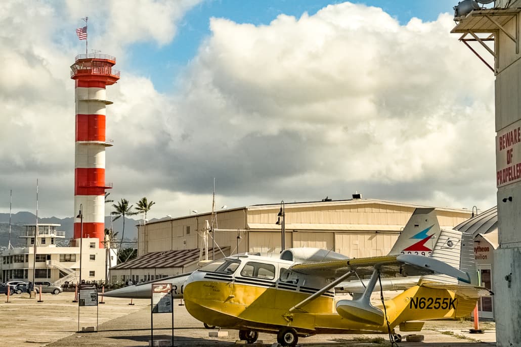 Pacific Aviation Museum Control Tower and Float Plane Exterior Pacific Aviation Museum Control Tower and Float Plane Exterior