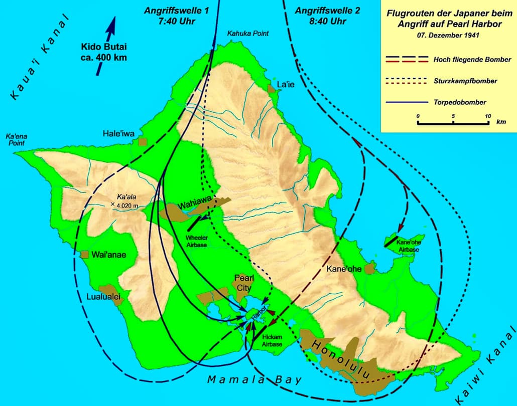 Pearl Harbor Attack   Japanese Flightpaths wikimedia