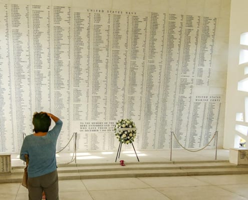 Arizona Memorial Marble Wall and Visitor