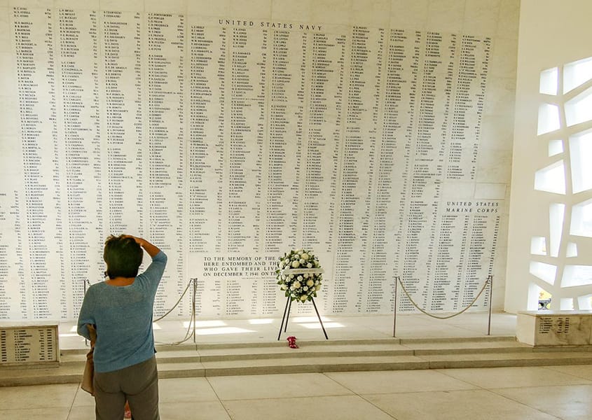 Arizona Memorial Marble Wall and Visitor