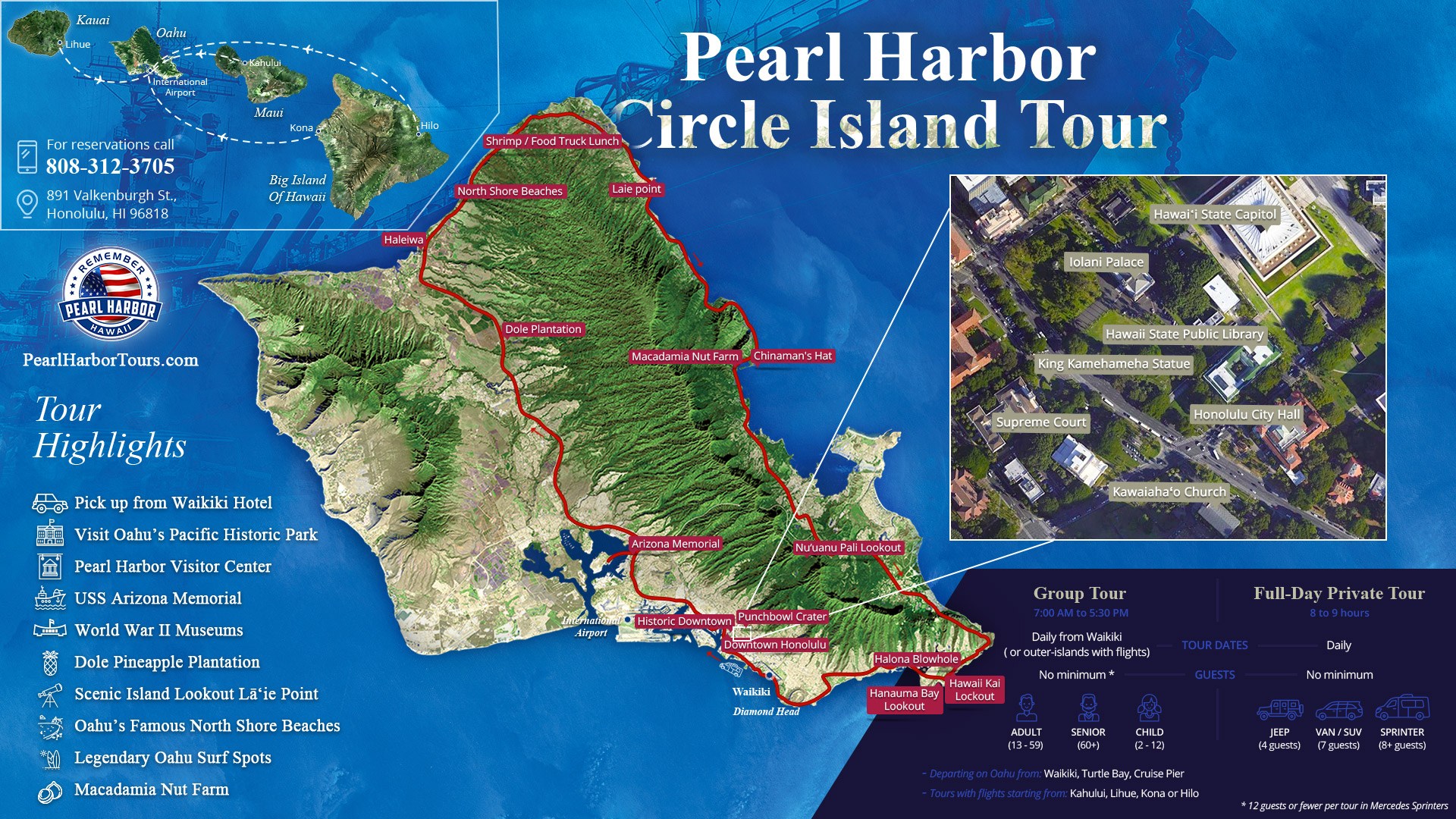 oahu circle island tour with pearl harbor