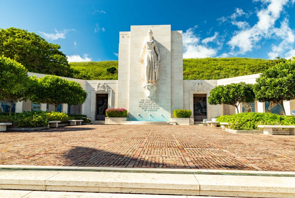 At the top of the stairs resides the Honolulu Memorial