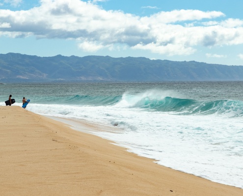 Banzai Pipeline Wave and Boogie Boarders North Shore Oahu