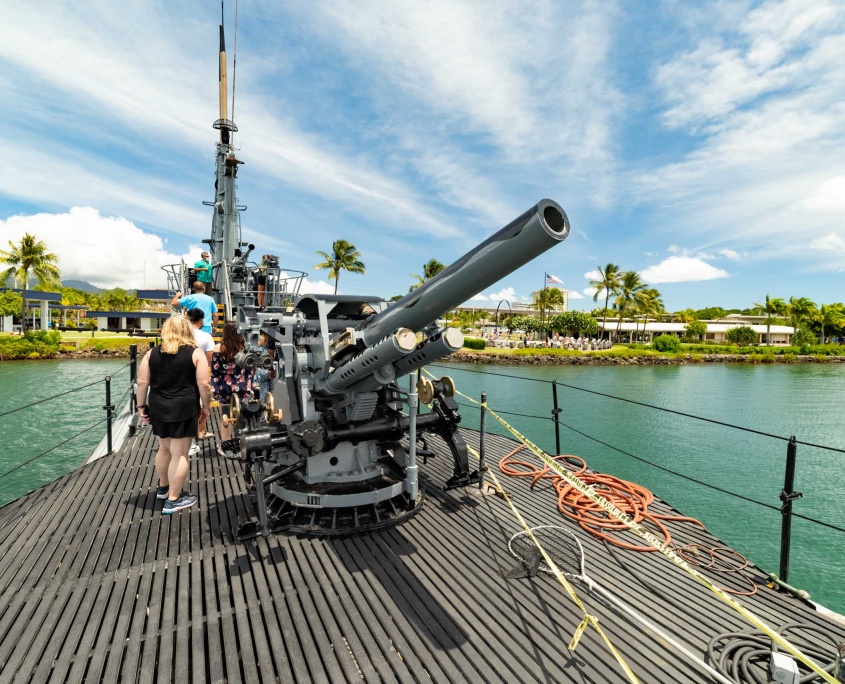 Bowfin Submarine Deck 5 inch gun Pearl Harbor Oahu