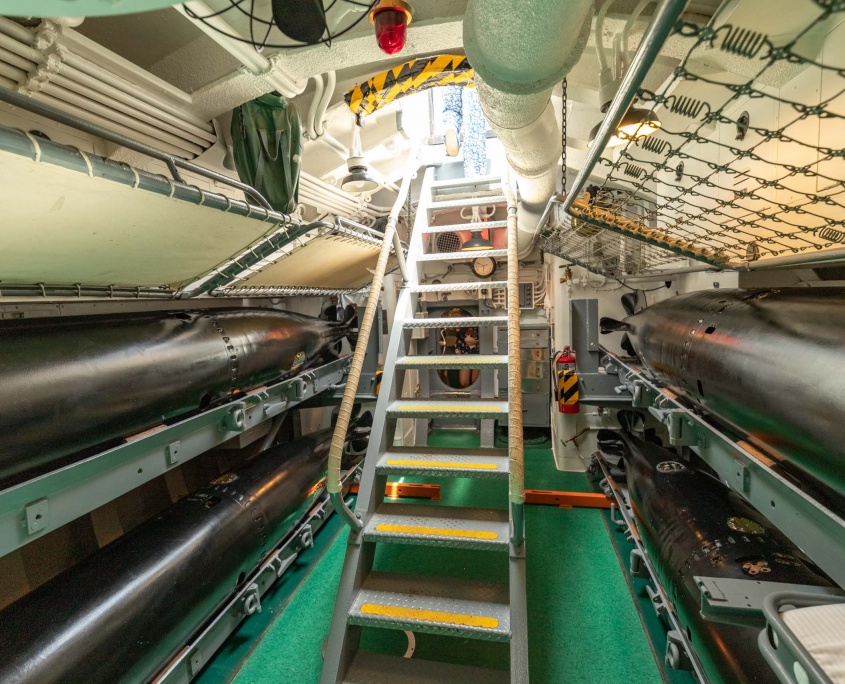 Bowfin Submarine Interior Exit Stairs and Torpedos Pearl Harbor Oahu