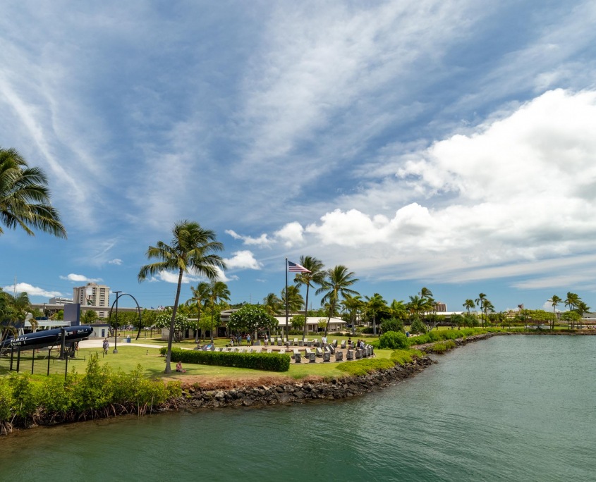 Bowfin Submarine Shoreline and Submarine Memorial Pearl Harbor Oahu