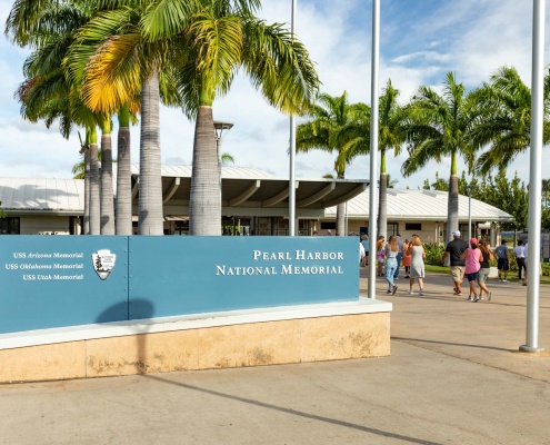 Pearl Harbor Visitor Center entrance Sign Oahu