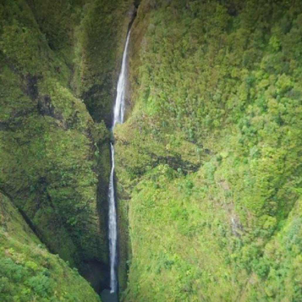 bluehawaiian oahu helicopter tour sacred falls top view