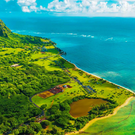 oahu helicopter tour aerial view of kualoa kaneohe bay oahu product image