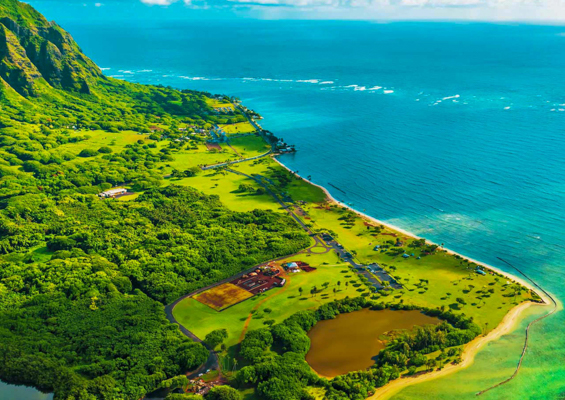 oahu helicopter tour aerial view of kualoa kaneohe bay oahu slider