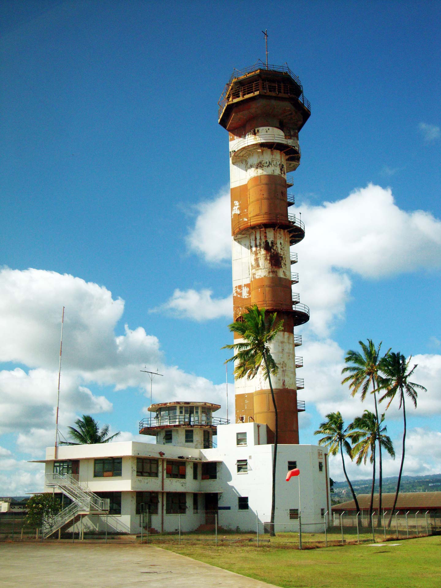 historic ford island aviation control tower at pearl harbor hawaii