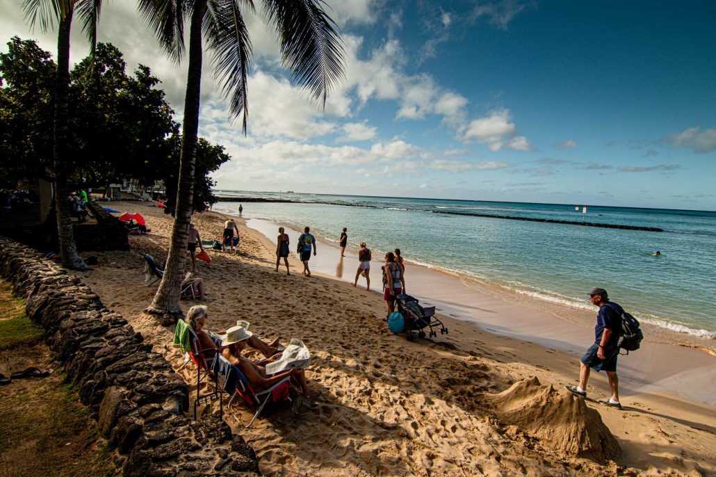 relaxing on waikiki beach oahu hawaii