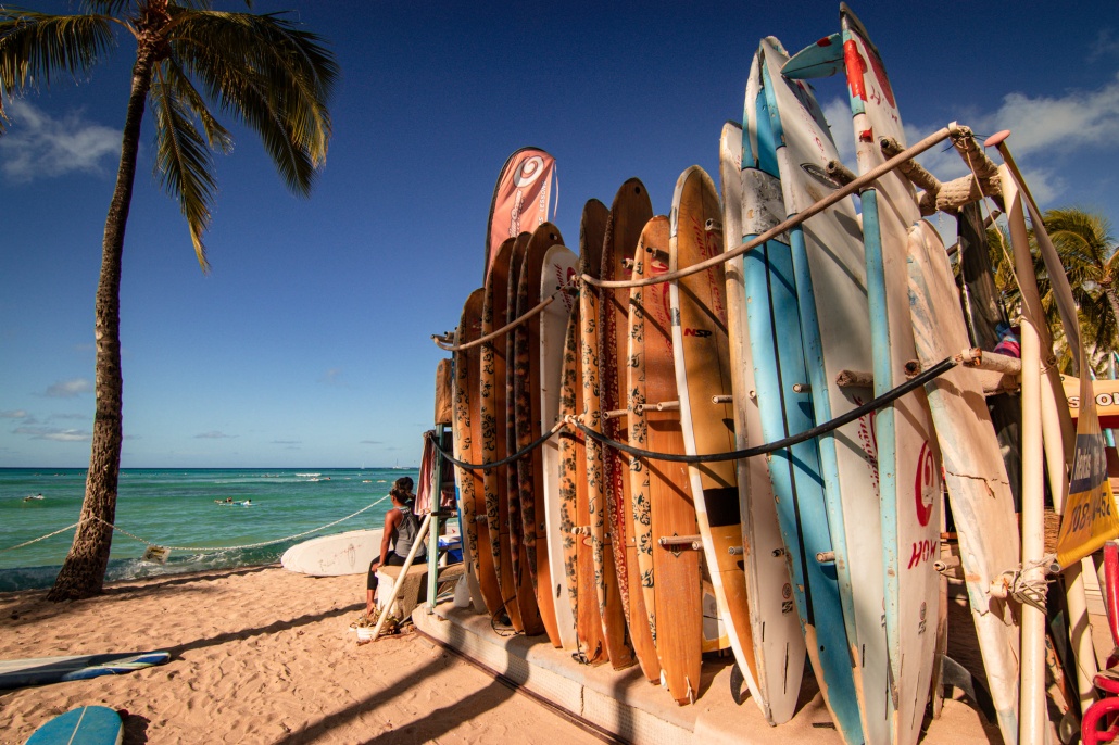 surf rental shop on waikiki beach oahu hawaii