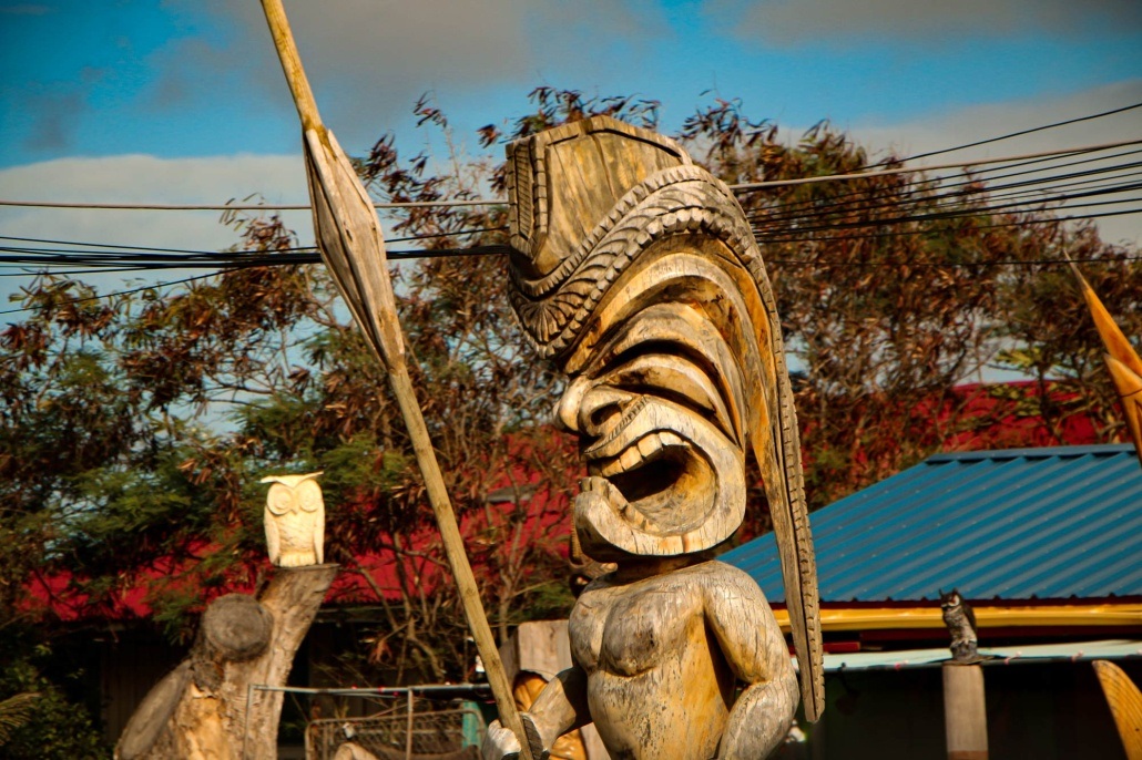 traditional hawaiian wood carving of guards oahu