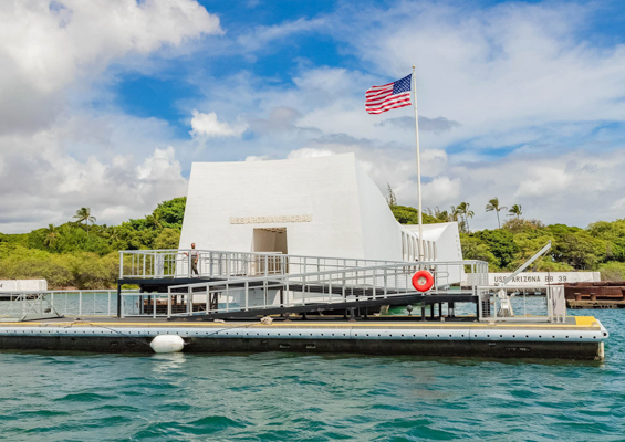 arizona memorial exterior dock pearl harbor oahu 