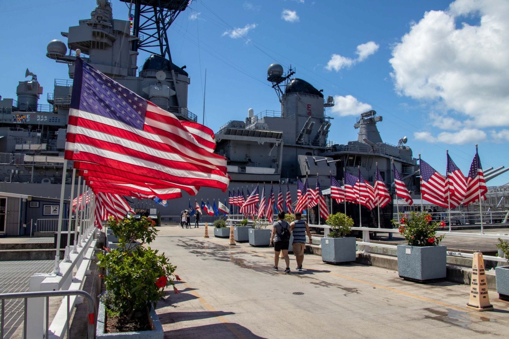 battleship missouri american flag
