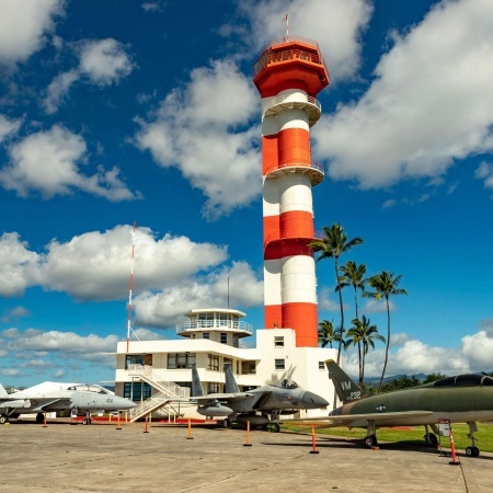 pearl harbor aviation museum tower and jets