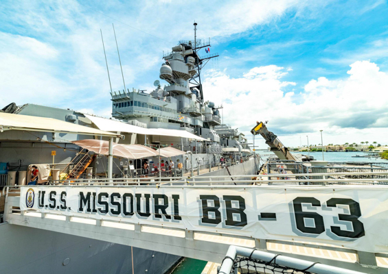 uss missouri gangway entrance banner pearl harbor oahu