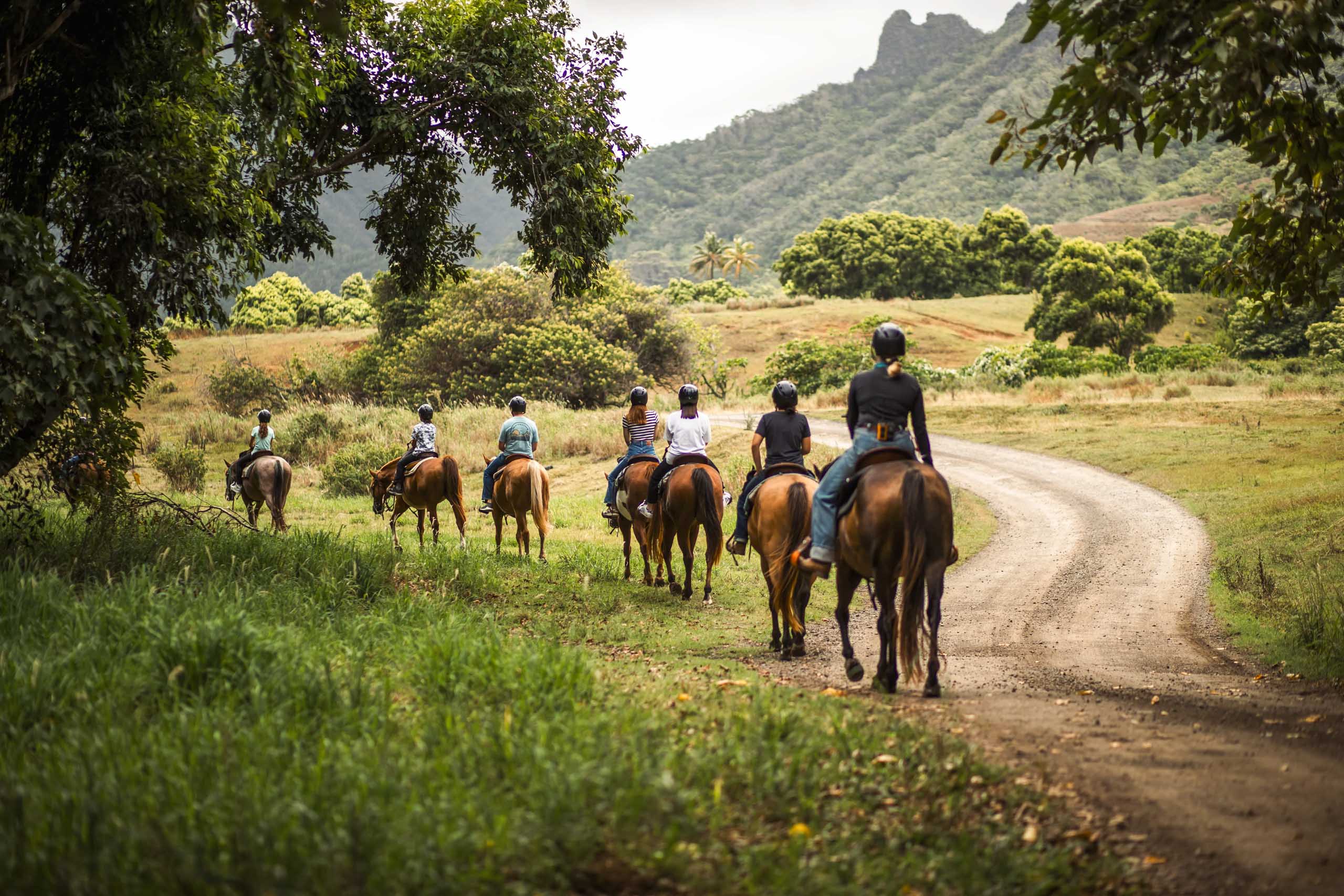 kualoaranch jayman built hawaii incentive group horseback guests riding